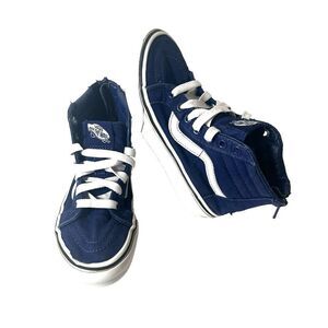 Vans Off The Wall Sk8 Little Kids Size 13 Navy Blue Sneaker Shoe Zip Up High Top